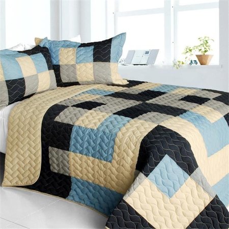 FURNORAMA Russian Coffee - 3 Pieces Vermicelli-Quilted Patchwork Quilt Set  Full & Queen Size - Multicolor FU384908
